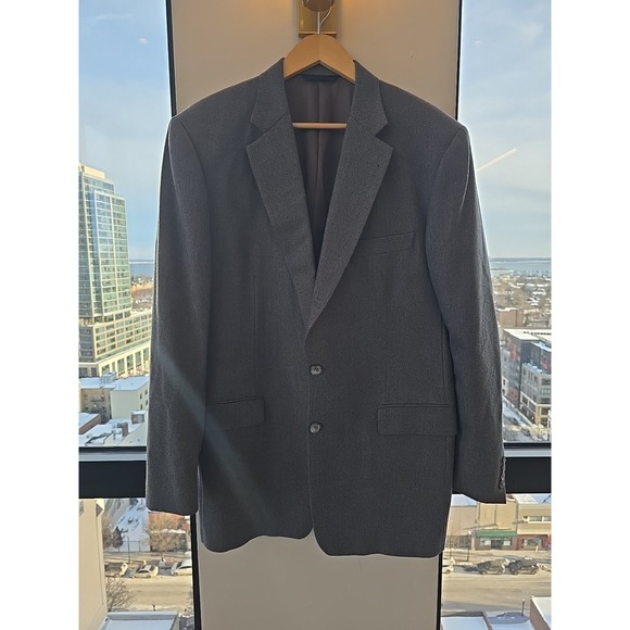 Burberry London Mens Blazer Sport Coat 43L 100% Wool Gray Made In USA